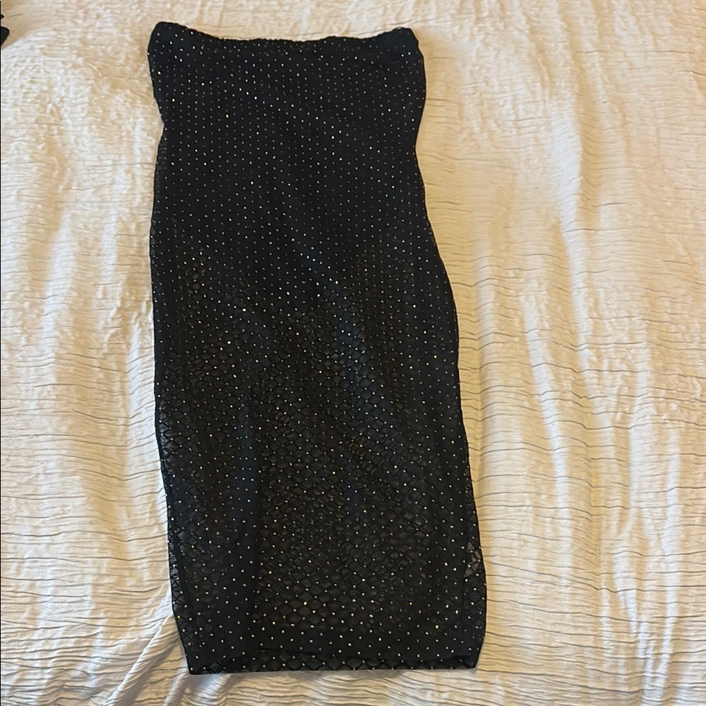 Black Strapless Dress with Gold Accents